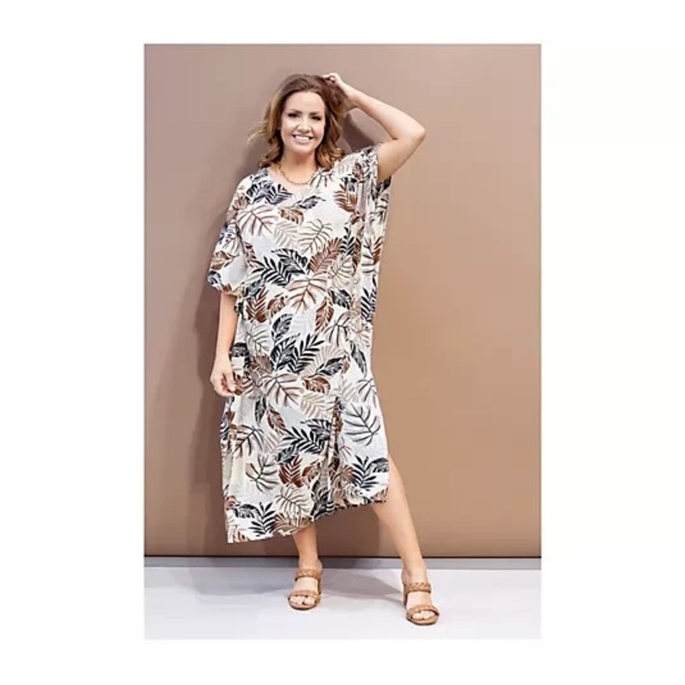 Brandis Dress Out Loud Regular Cheat the Heat Island Caftan Sand/Taupe,Large